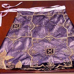 Vintage Lilac/Black/Gold Sari Wrap Skirt - M/L